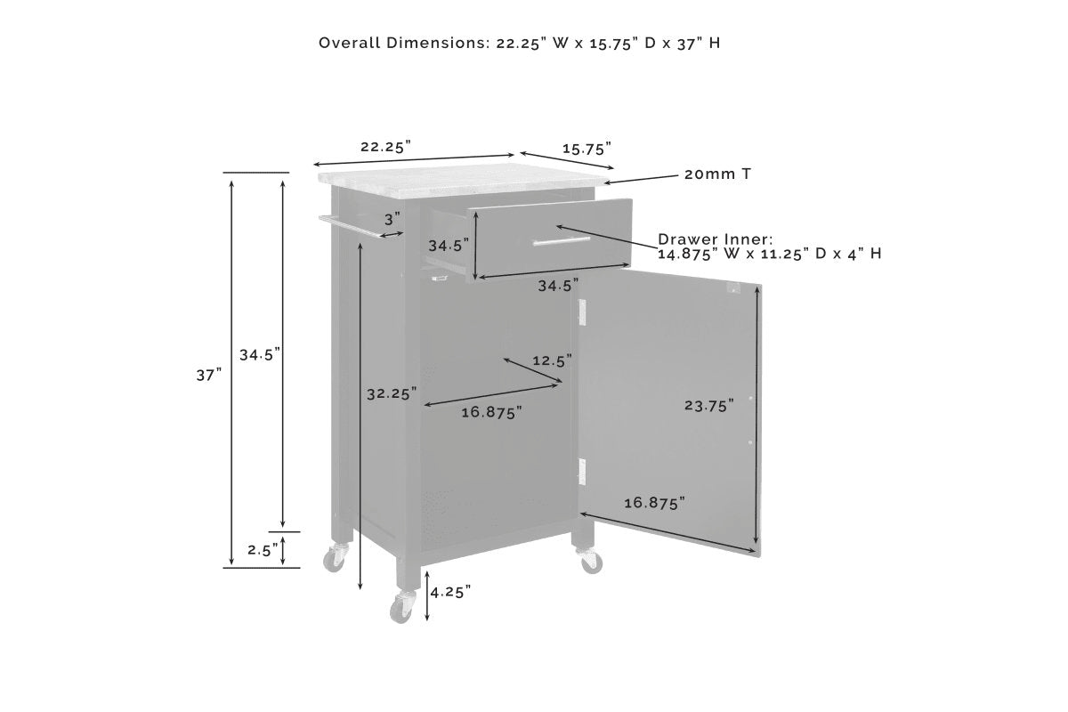 Savannah Wood Top Compact Kitchen Island/Cart - White & Natural