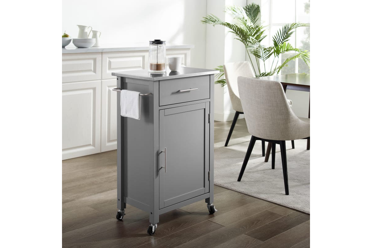 Savannah Stainless Steel Top Compact Kitchen Island/Cart - Gray