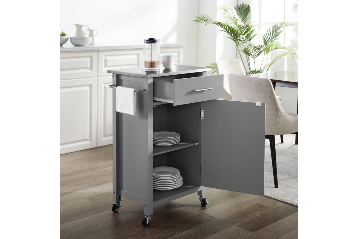 Savannah Stainless Steel Top Compact Kitchen Island/Cart - Gray