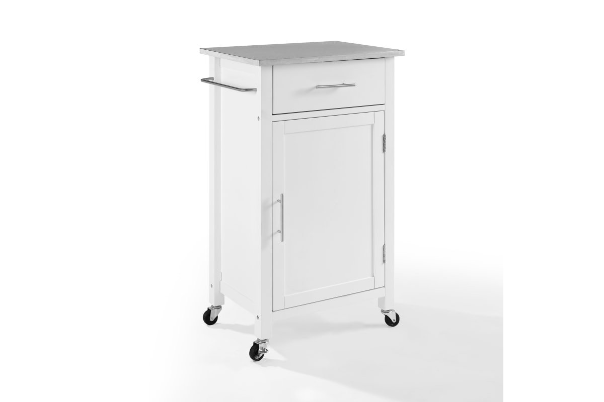 Savannah Stainless Steel Top Compact Kitchen Island/Cart - White