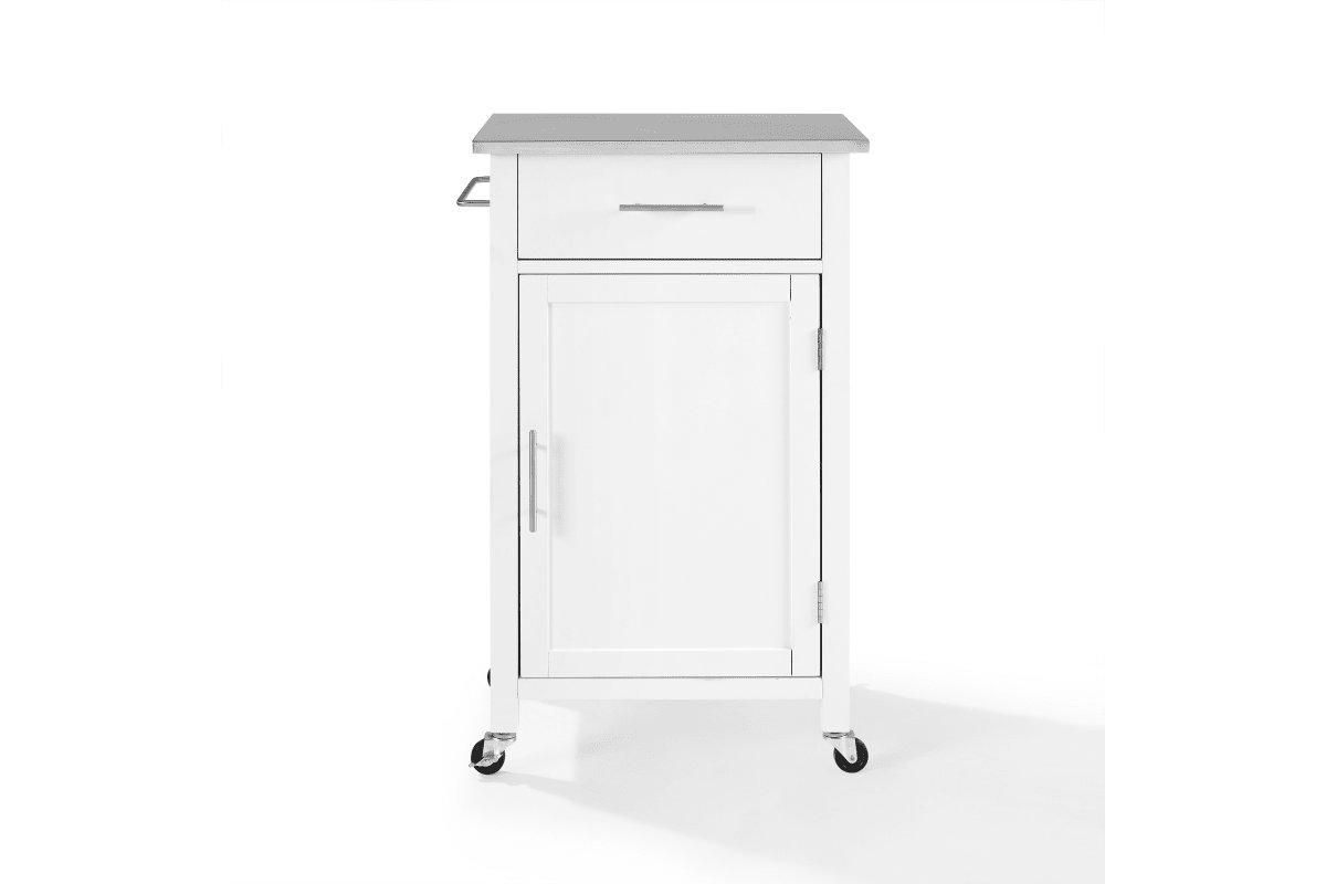 Savannah Stainless Steel Top Compact Kitchen Island/Cart - White