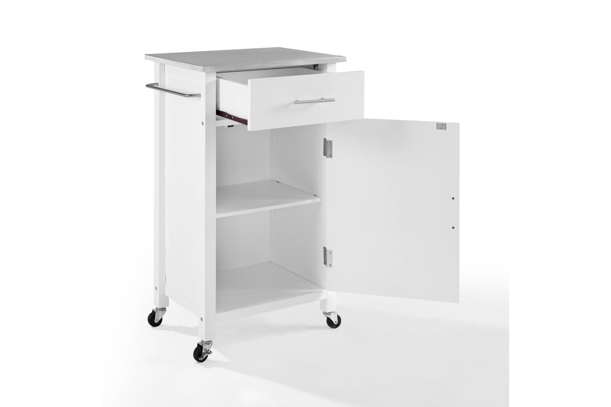 Savannah Stainless Steel Top Compact Kitchen Island/Cart - White