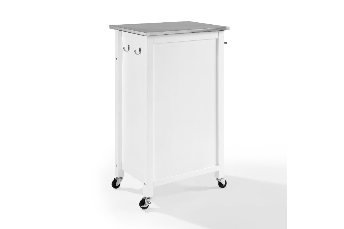 Savannah Stainless Steel Top Compact Kitchen Island/Cart - White