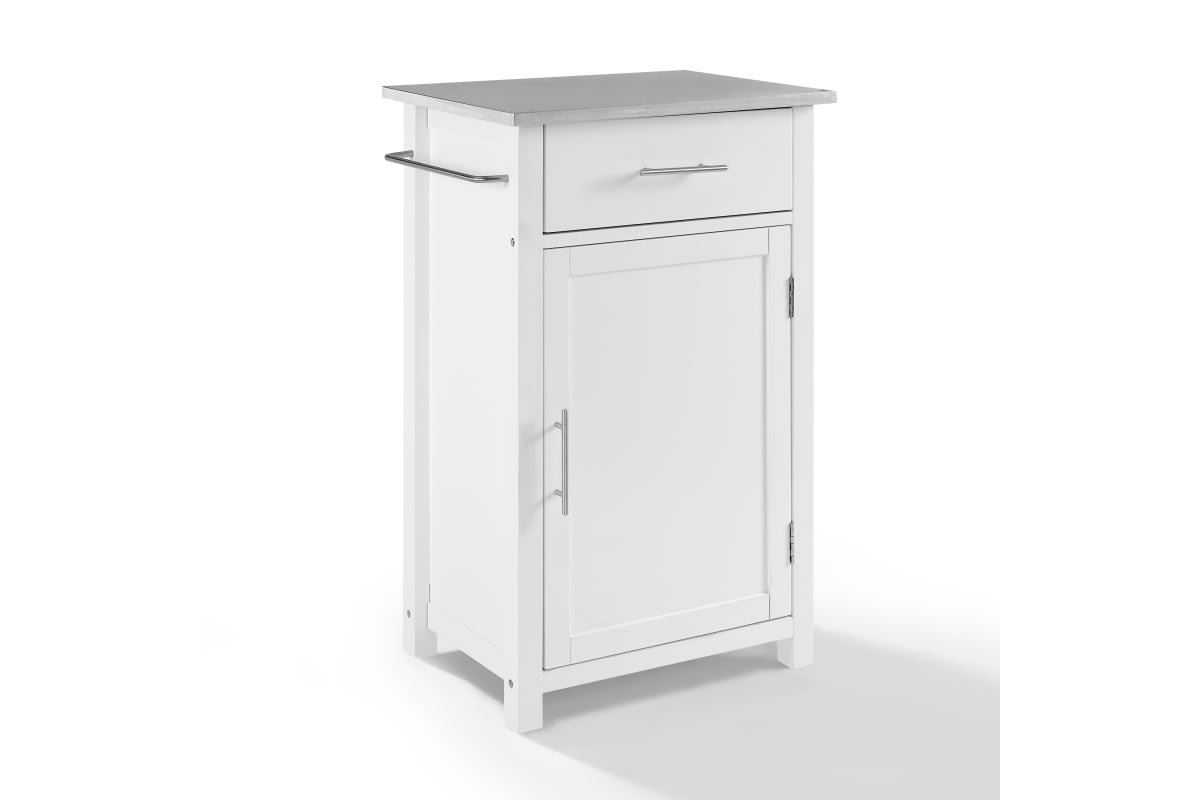 Savannah Stainless Steel Top Compact Kitchen Island/Cart - White