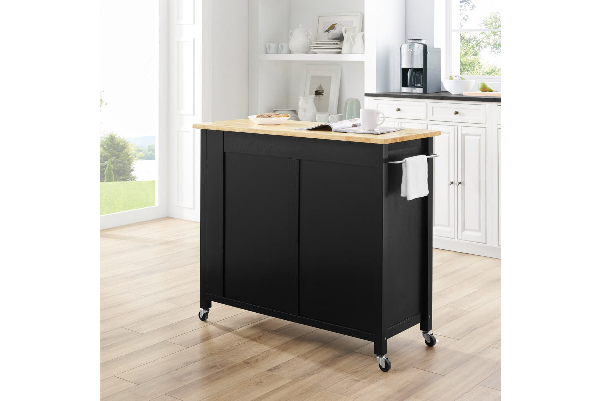 Savannah Wood Top Full-Size Kitchen Island/Cart - Black & Natural