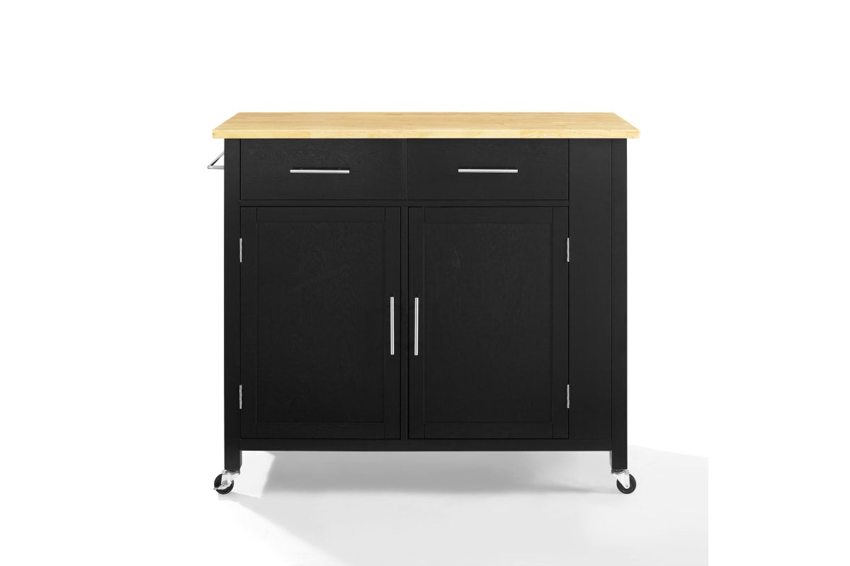 Savannah Wood Top Full-Size Kitchen Island/Cart - Black & Natural