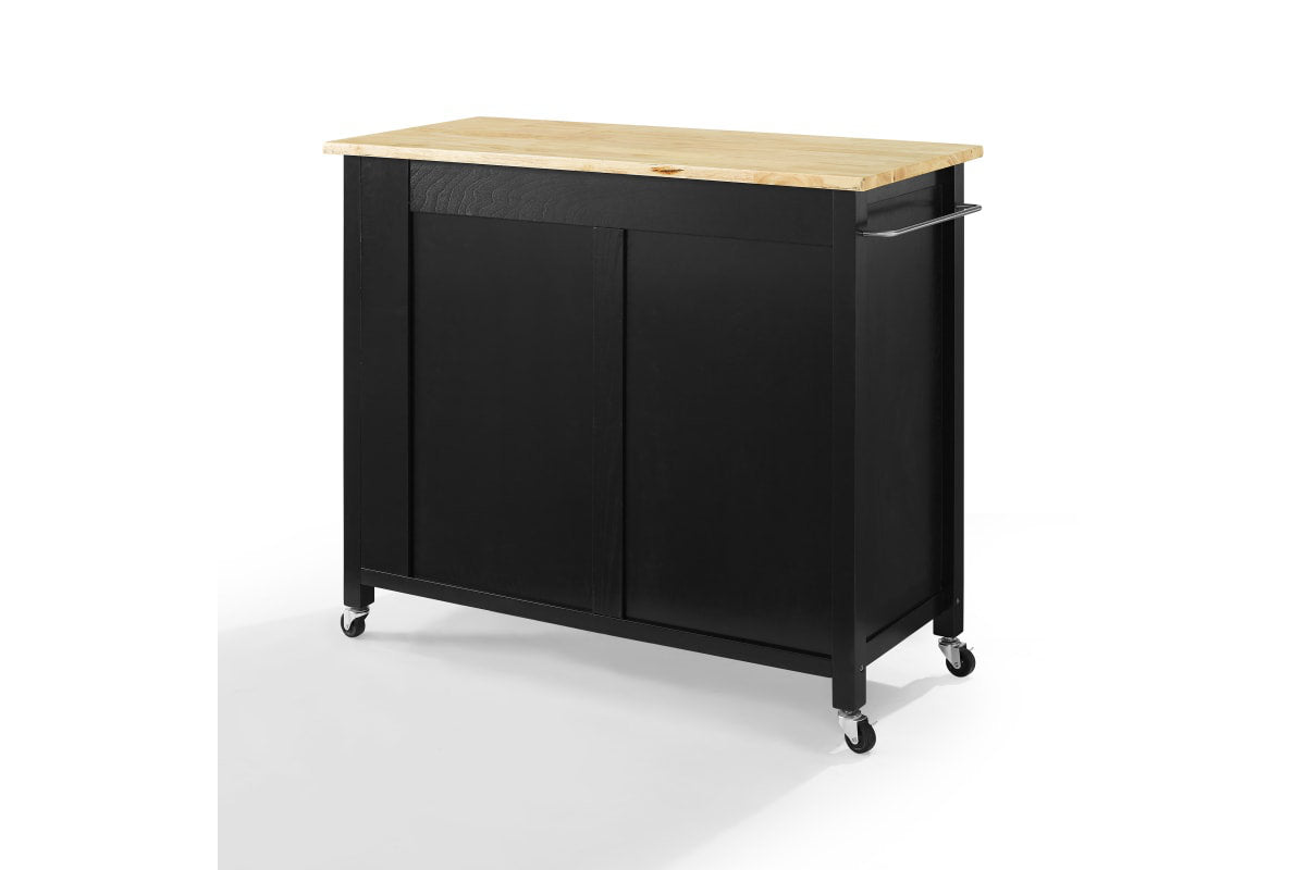 Savannah Wood Top Full-Size Kitchen Island/Cart - Black & Natural