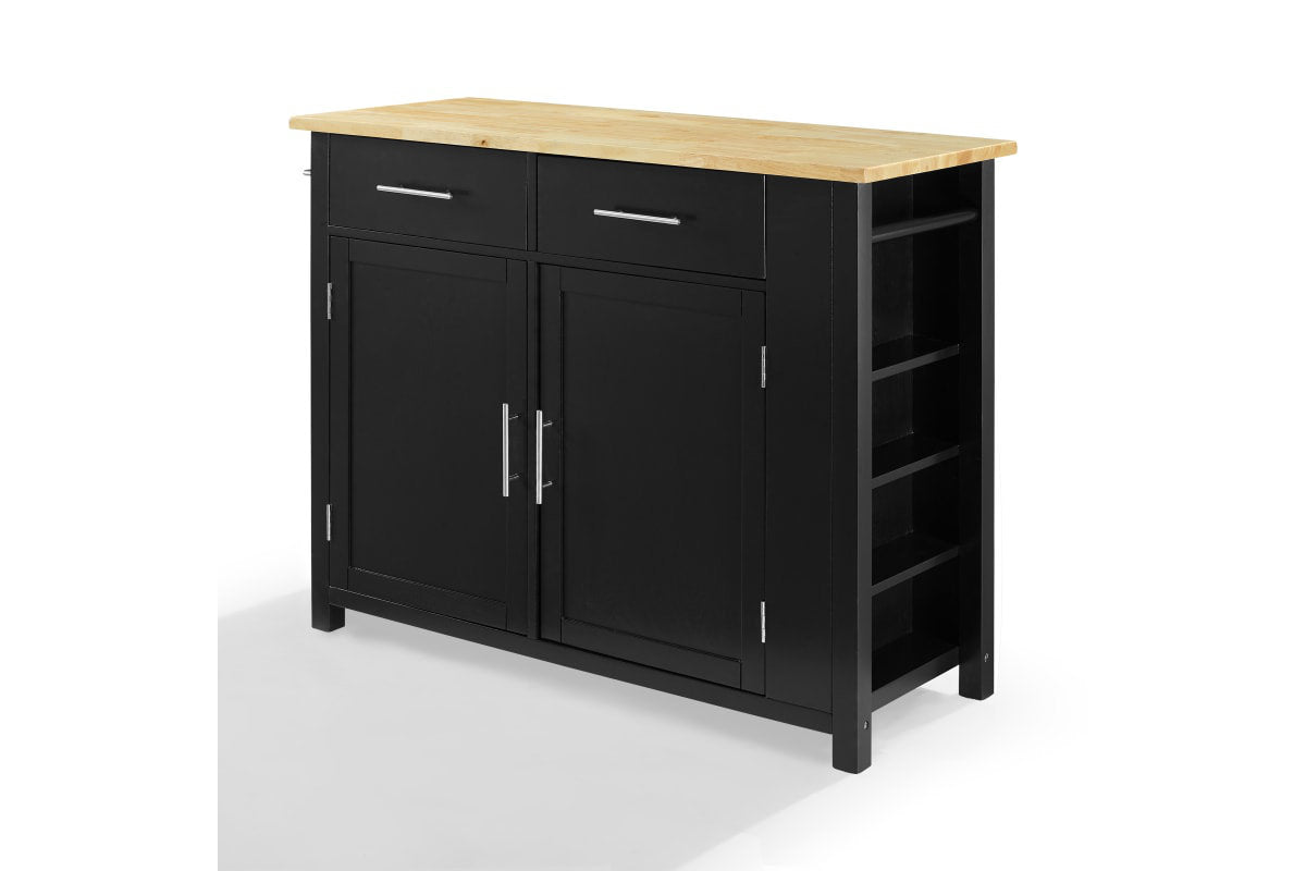 Savannah Wood Top Full-Size Kitchen Island/Cart - Black & Natural