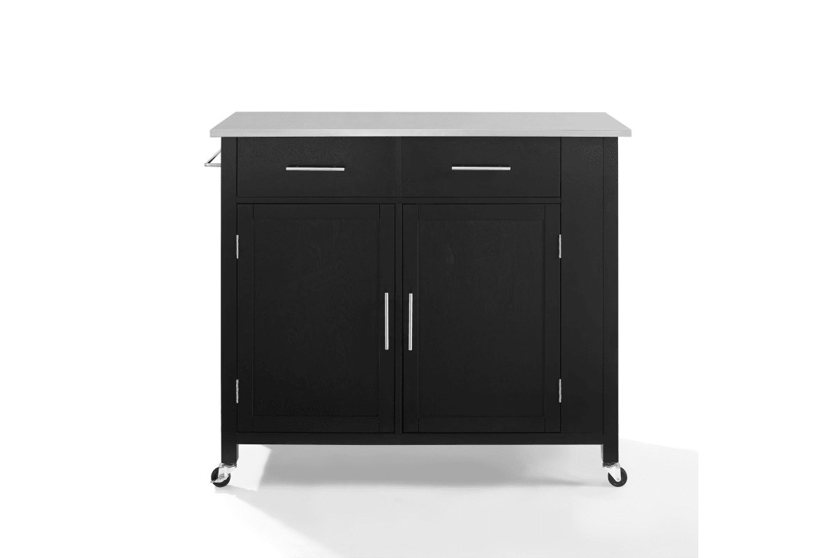 Savannah Stainless Steel Top Full-Size Kitchen Island/Cart - Black