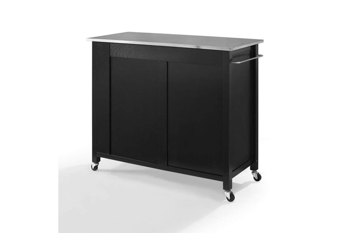 Savannah Stainless Steel Top Full-Size Kitchen Island/Cart - Black