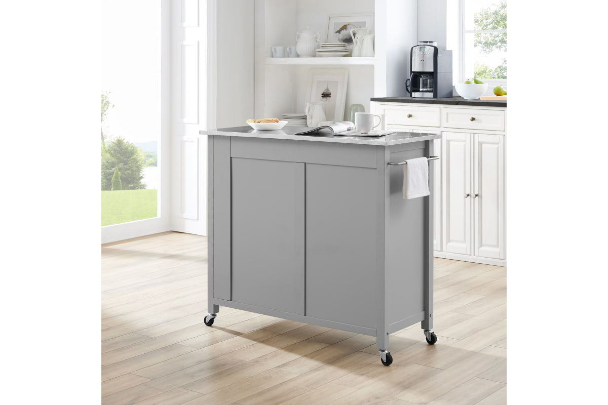 Savannah Stainless Steel Top Full-Size Kitchen Island/Cart - Gray