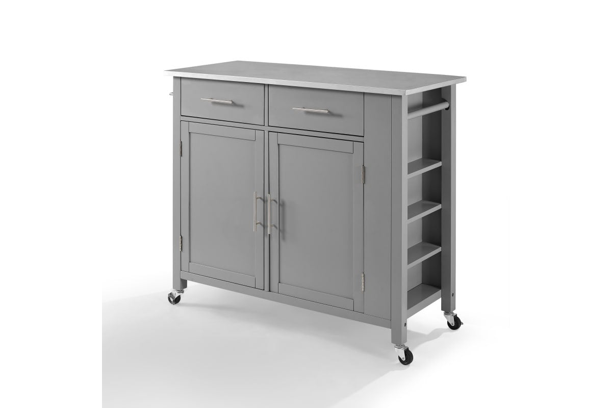 Savannah Stainless Steel Top Full-Size Kitchen Island/Cart - Gray