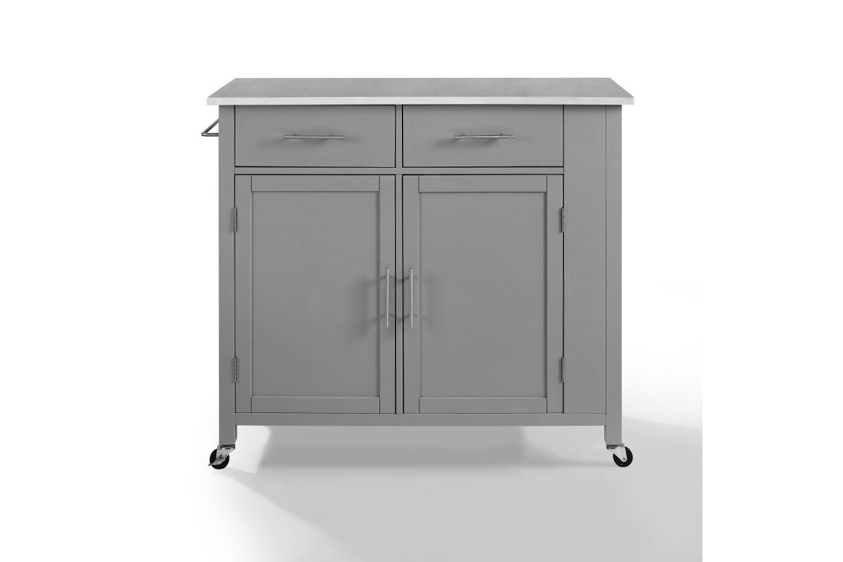 Savannah Stainless Steel Top Full-Size Kitchen Island/Cart - Gray