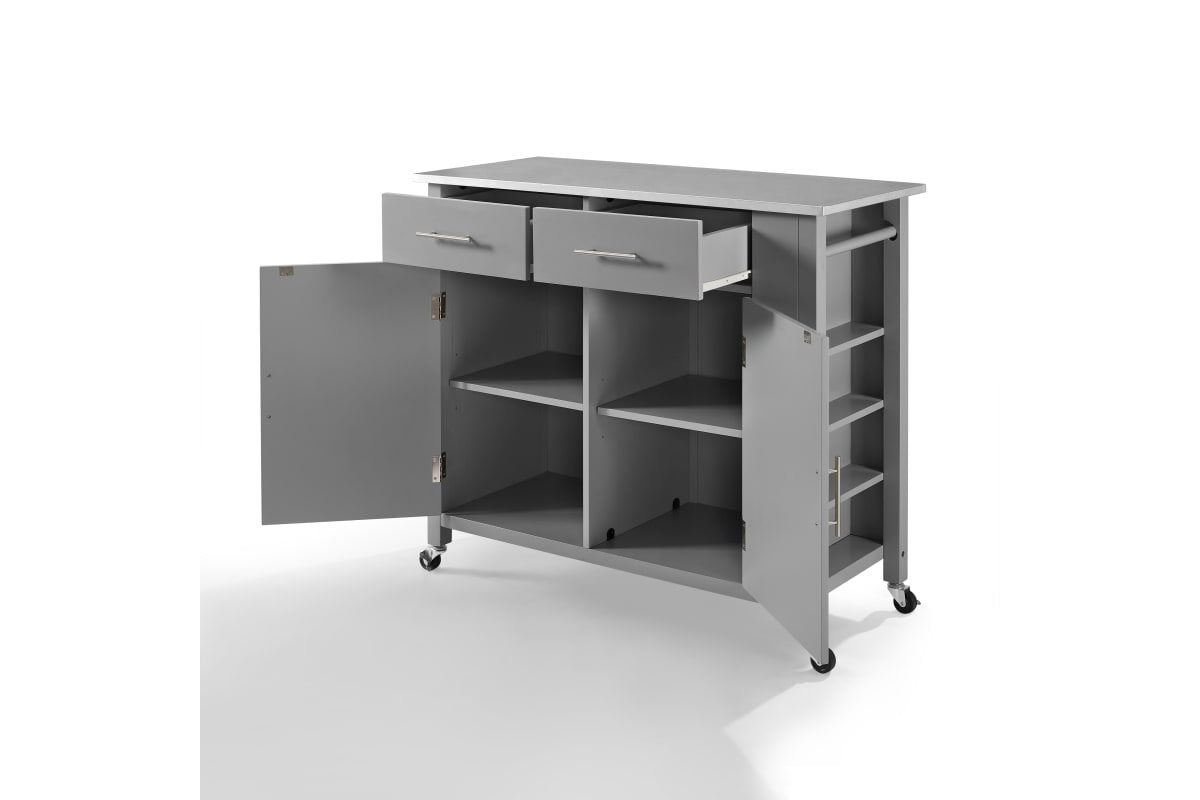 Savannah Stainless Steel Top Full-Size Kitchen Island/Cart - Gray