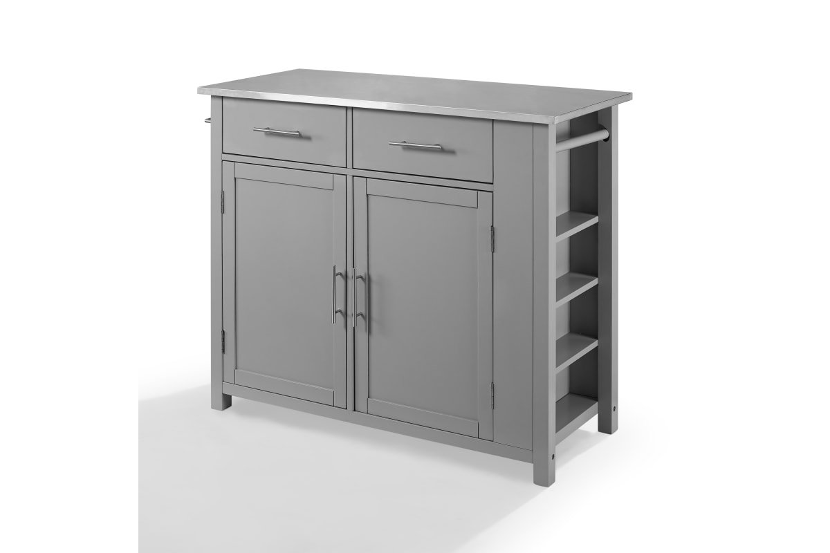 Savannah Stainless Steel Top Full-Size Kitchen Island/Cart - Gray