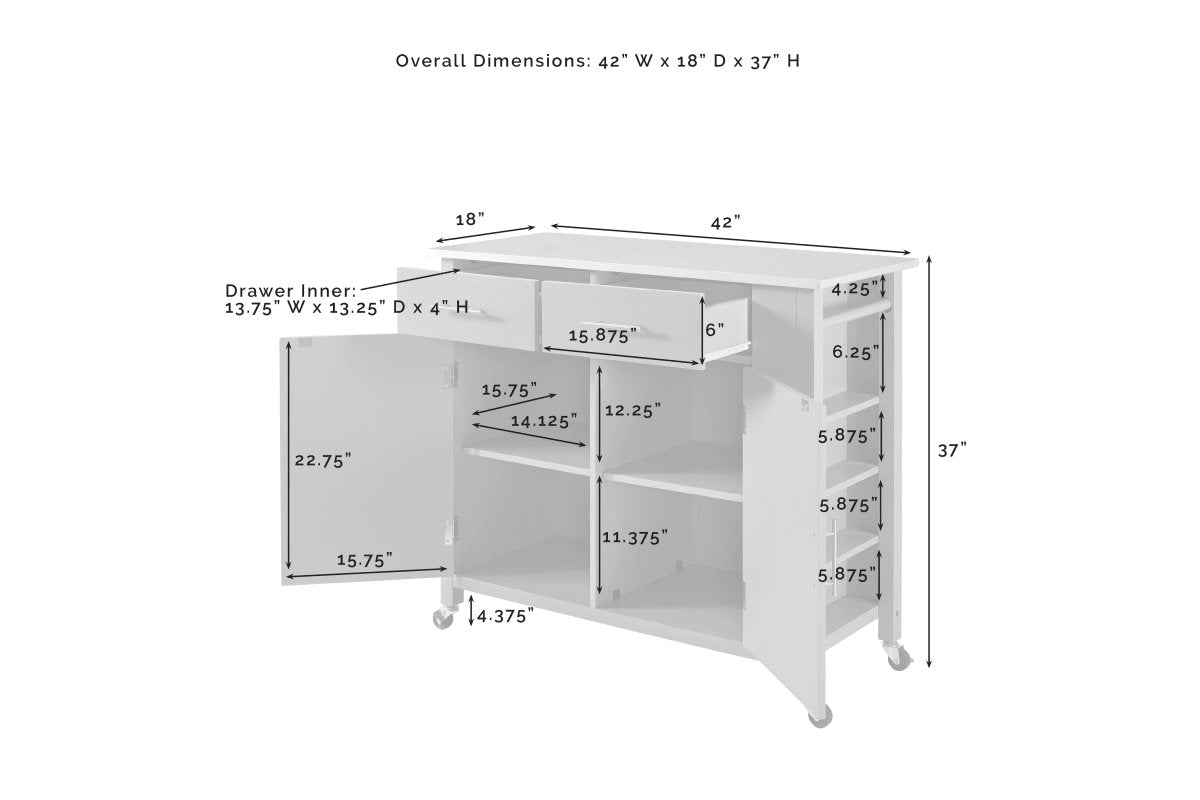 Savannah Stainless Steel Top Full-Size Kitchen Island/Cart - Gray