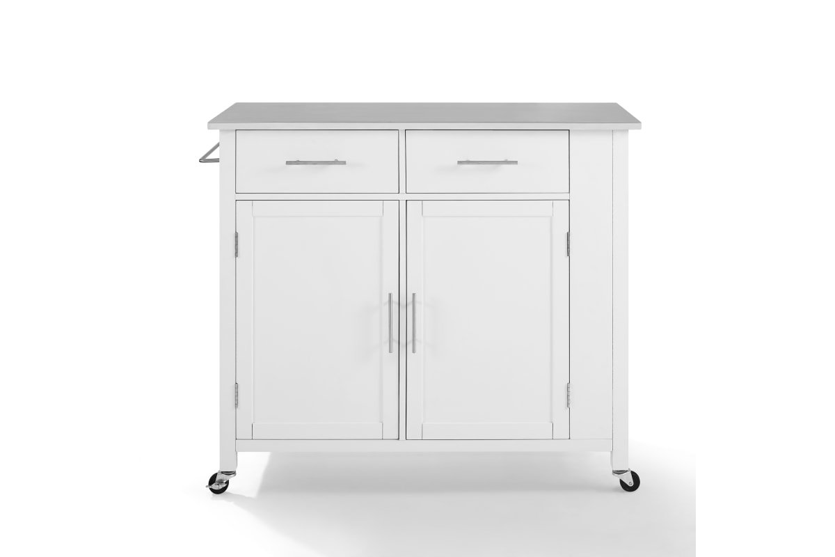 Savannah Stainless Steel Top Full-Size Kitchen Island/Cart - White