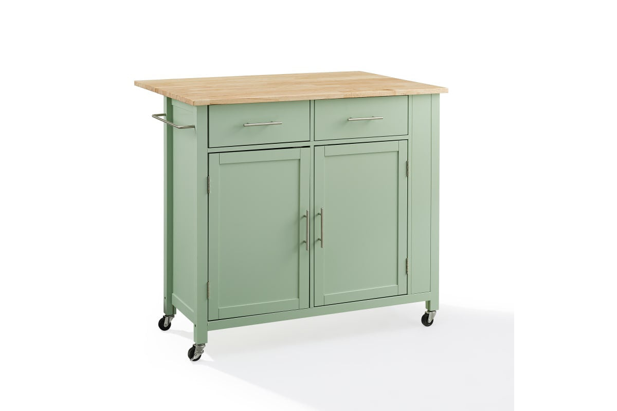 Savannah Wood Top Drop Leaf Kitchen Island/Cart - Mint Green