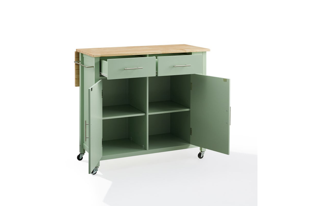 Savannah Wood Top Drop Leaf Kitchen Island/Cart - Mint Green