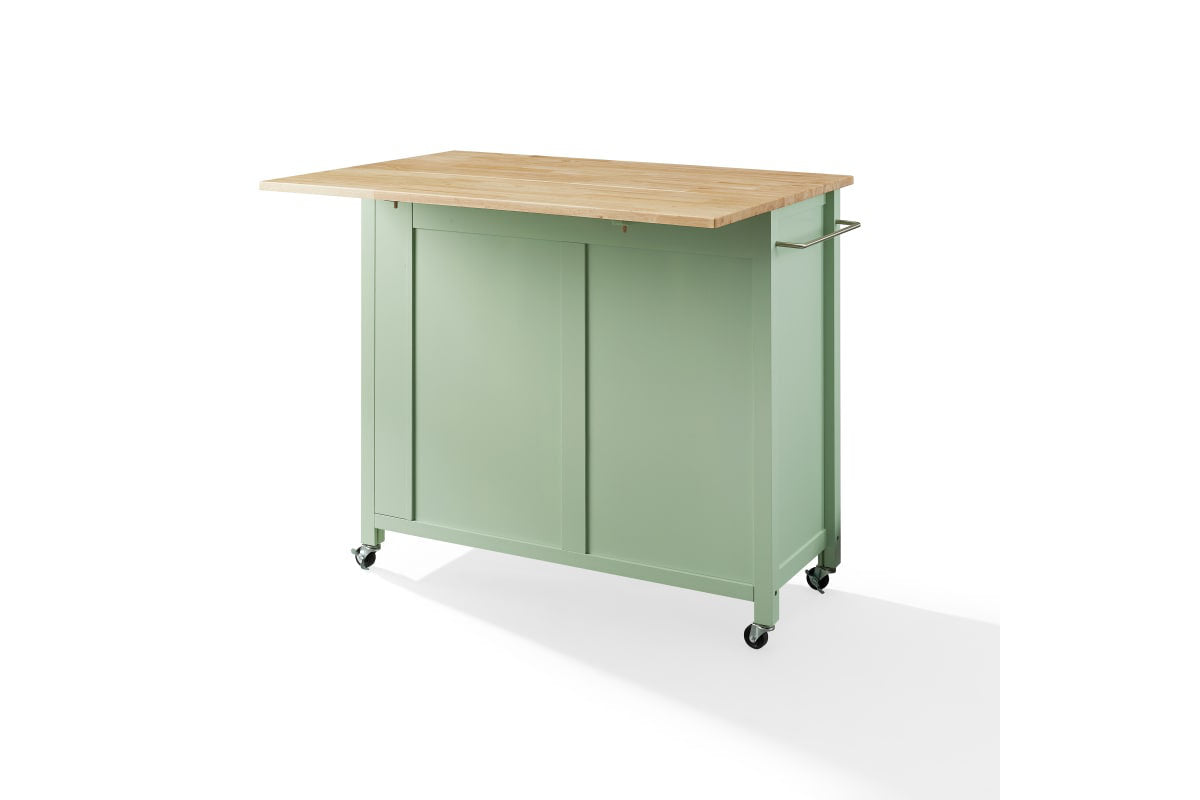 Savannah Wood Top Drop Leaf Kitchen Island/Cart - Mint Green