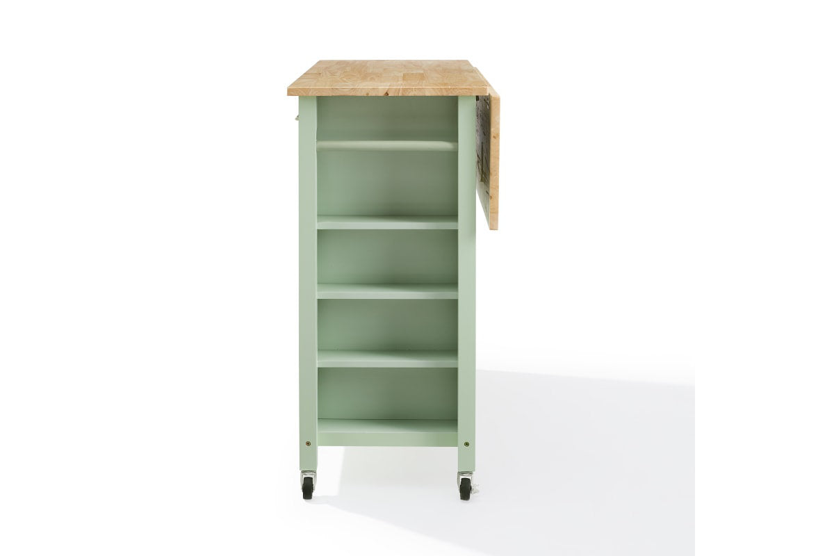 Savannah Wood Top Drop Leaf Kitchen Island/Cart - Mint Green