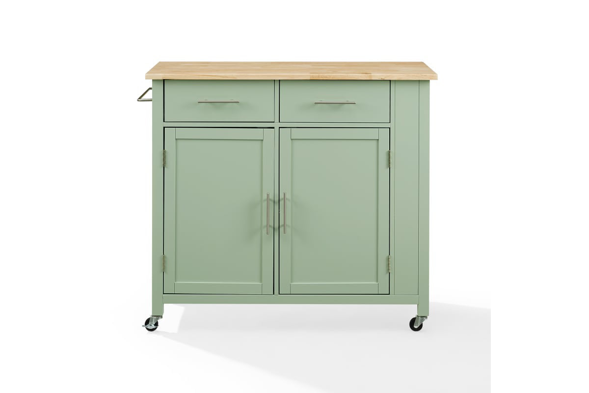 Savannah Wood Top Drop Leaf Kitchen Island/Cart - Mint Green