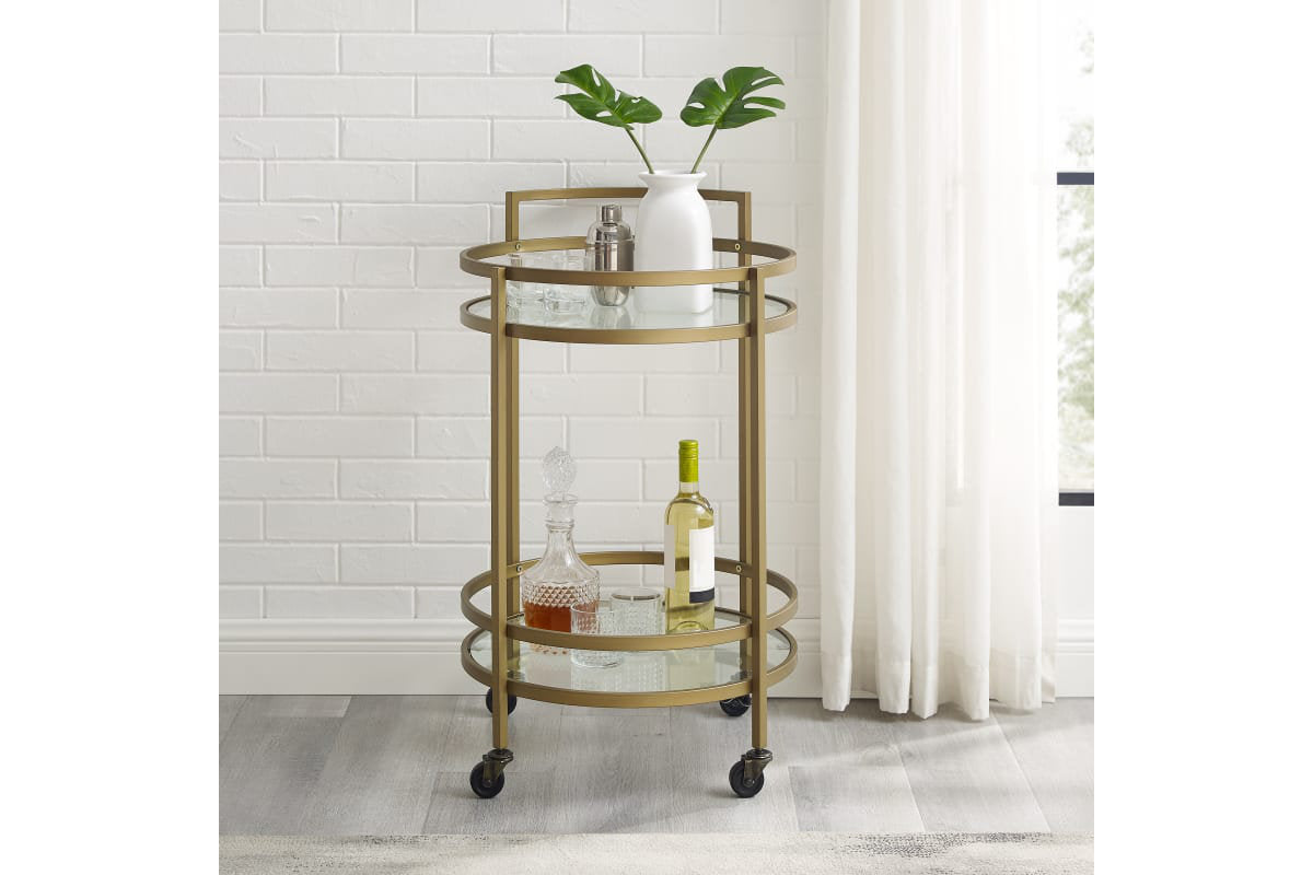 Bailey Round Bar Cart - Gold