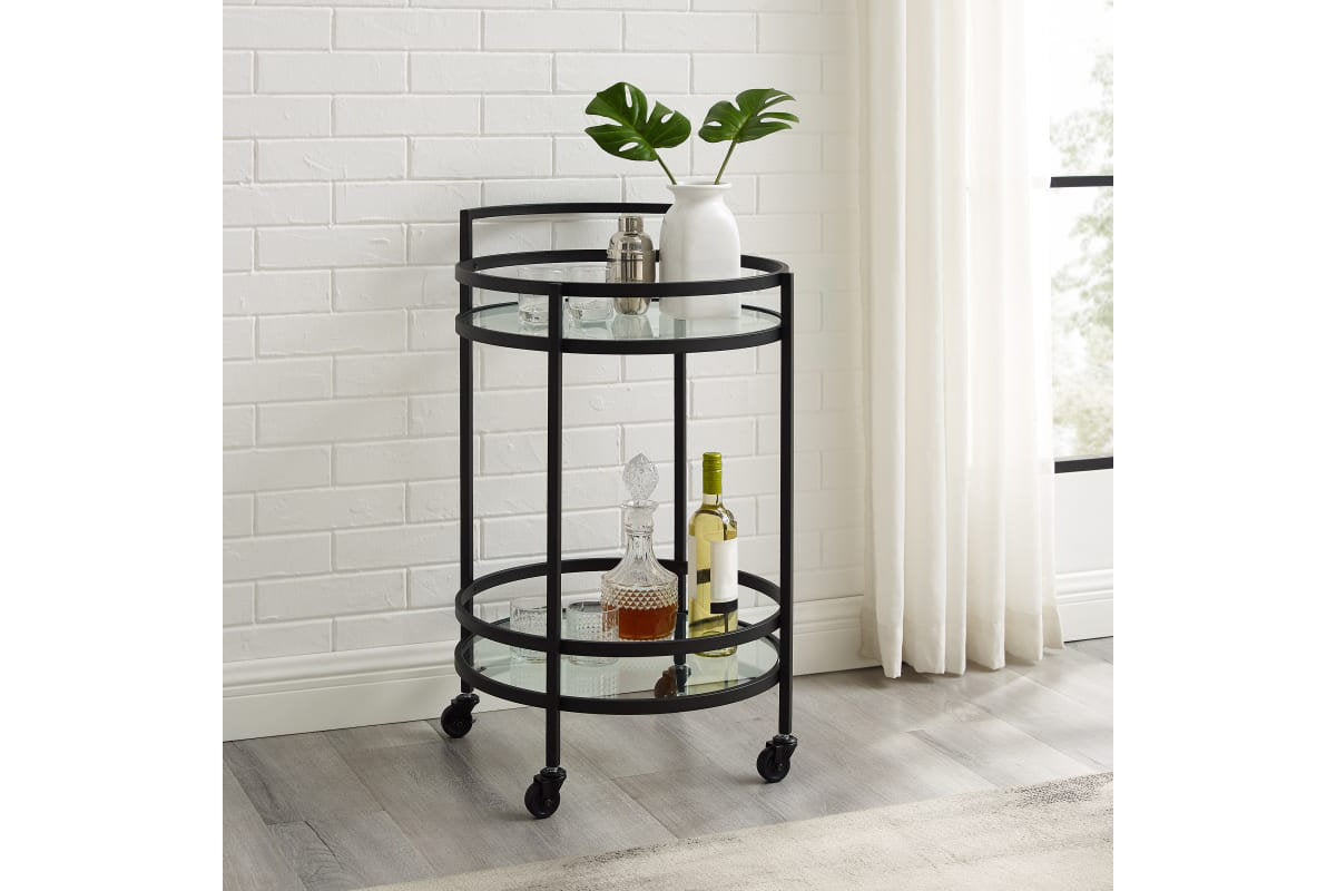 Bailey Round Bar Cart - Matte Black