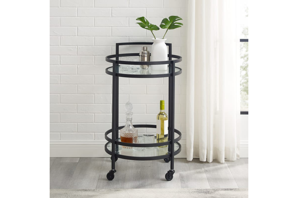 Bailey Round Bar Cart - Matte Black