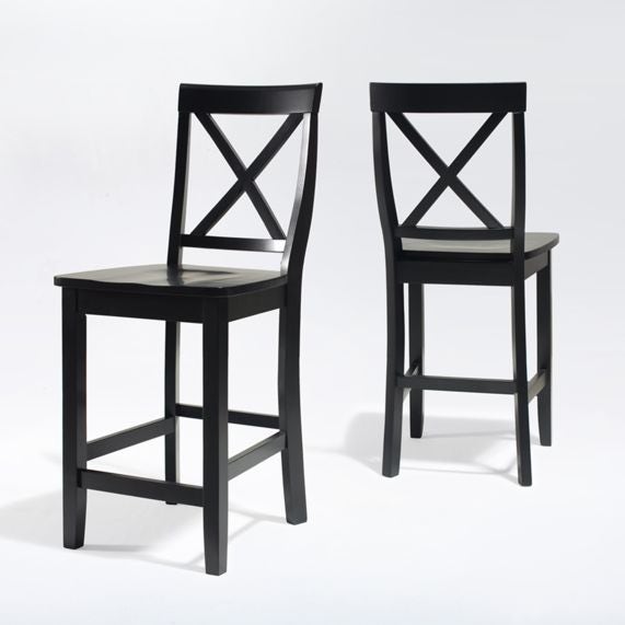 X-Back 2Pc Counter Stool Set - Black