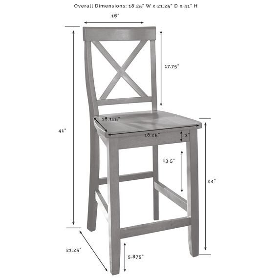 X-Back 2Pc Counter Stool Set - Black