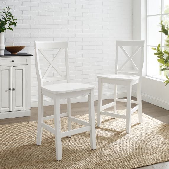 X-Back 2Pc Counter Stool Set - White