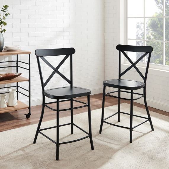 Camille 2Pc Counter Stool Set - Matte Black