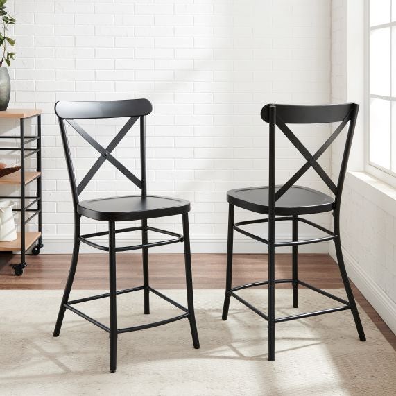 Camille 2Pc Counter Stool Set - Matte Black