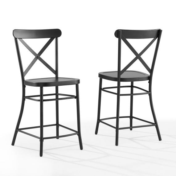 Camille 2Pc Counter Stool Set - Matte Black