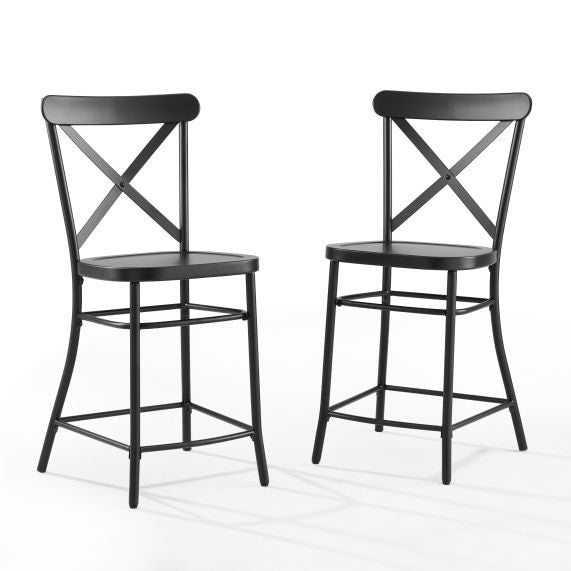 Camille 2Pc Counter Stool Set - Matte Black