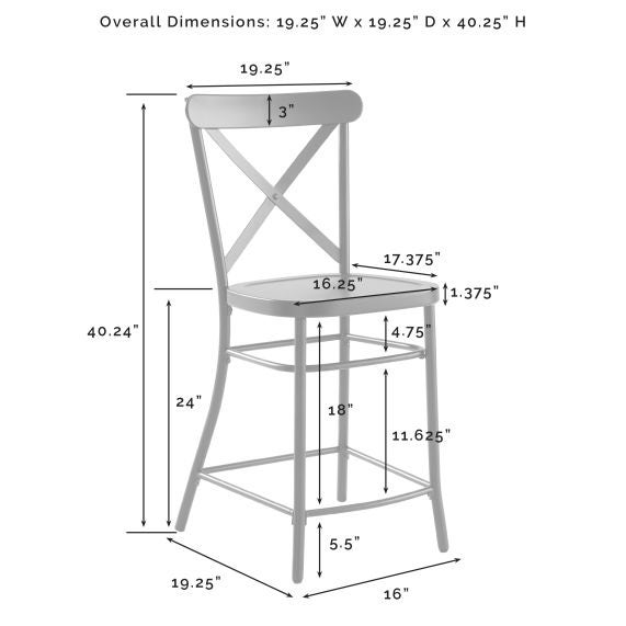 Camille 2Pc Counter Stool Set - Matte Black