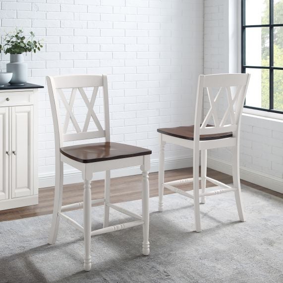 Shelby 2Pc Counter Stool Set - Distressed White