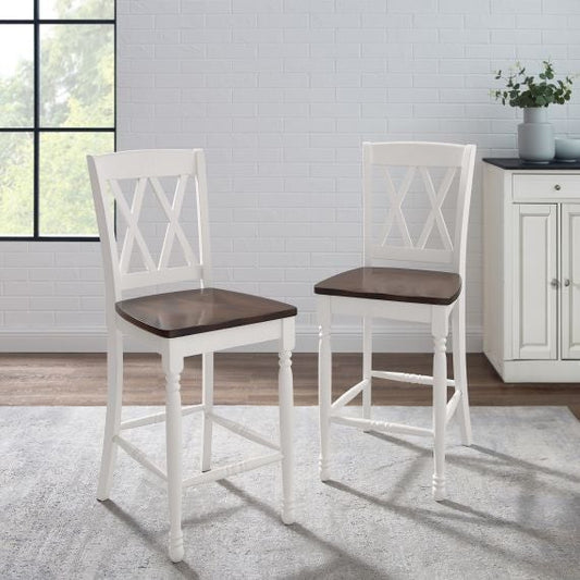 Shelby 2Pc Counter Stool Set - Distressed White