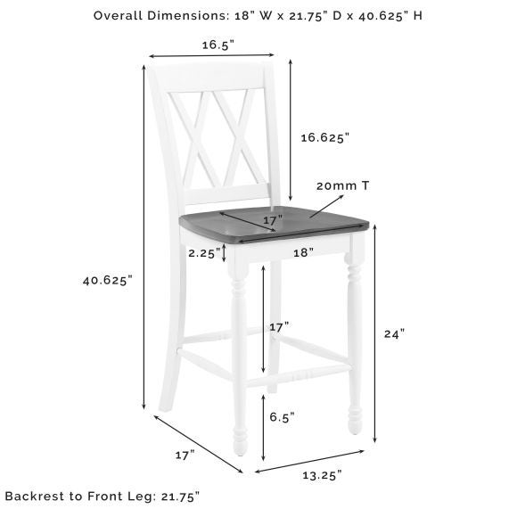 Shelby 2Pc Counter Stool Set - Distressed White