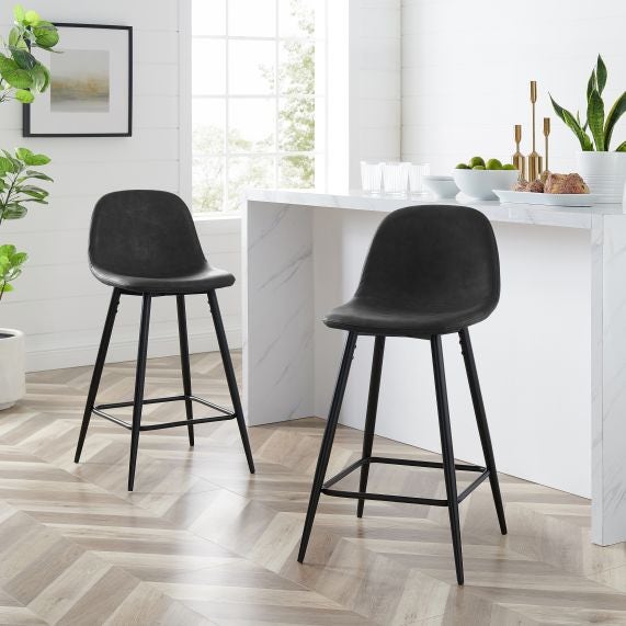 Weston 2Pc Counter Stool Set - Distressed Black