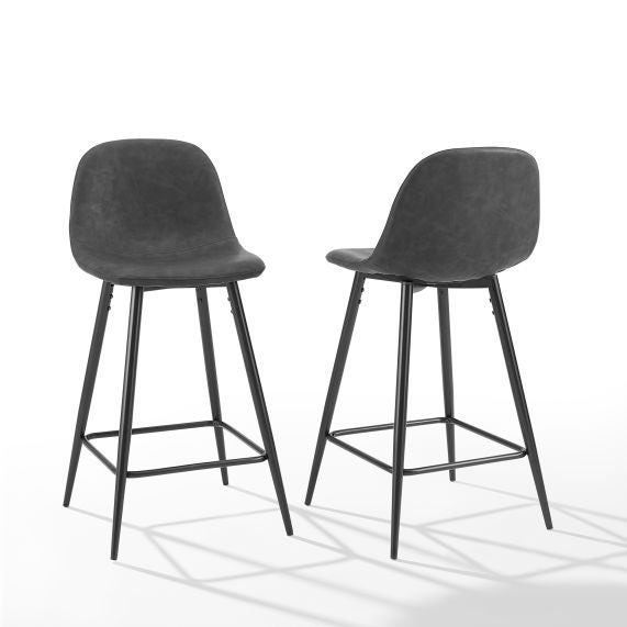 Weston 2Pc Counter Stool Set - Distressed Black