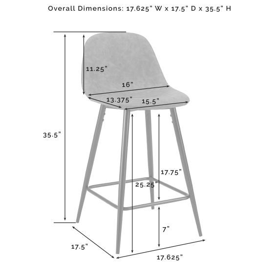 Weston 2Pc Counter Stool Set - Distressed Gray