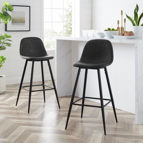 Weston 2Pc Bar Stool Set - Distressed Black