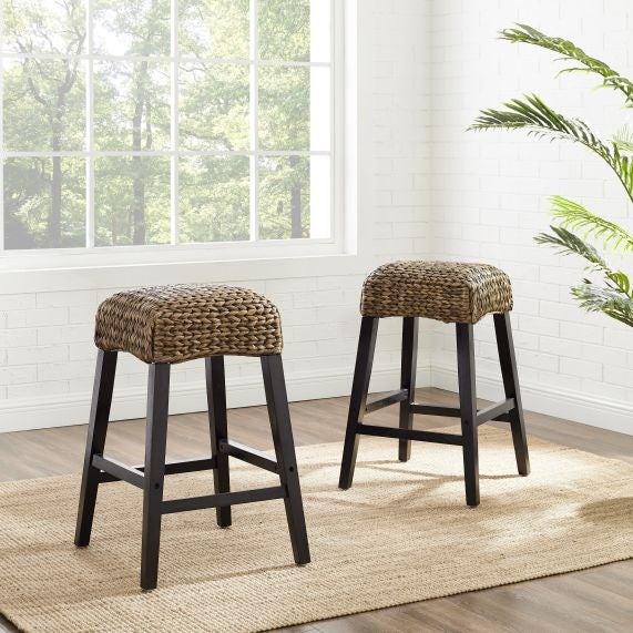 Edgewater 2Pc Backless Counter Stool Set - Seagrass