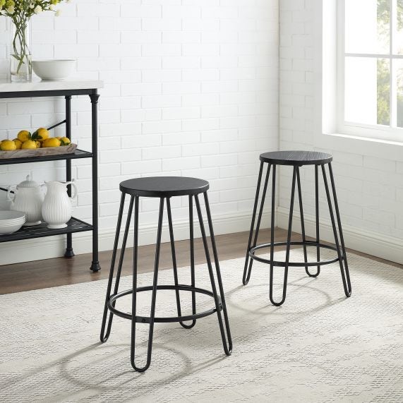 Ava 2Pc Counter Stool Set - Black