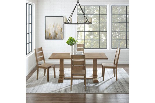 Joanna 5Pc Dining Set W/Ladder Back Chairs - Rustic Brown