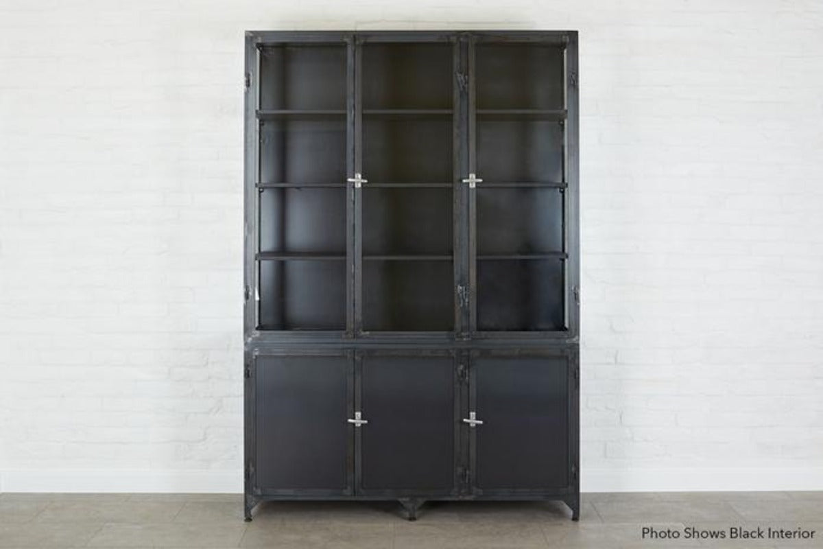 Black Three Door Vitrine, White Interior