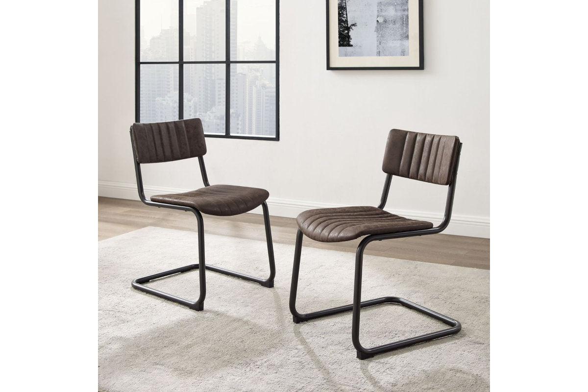 Conrad 2Pc Cantilever Dining Chair Set - Distressed Mocha