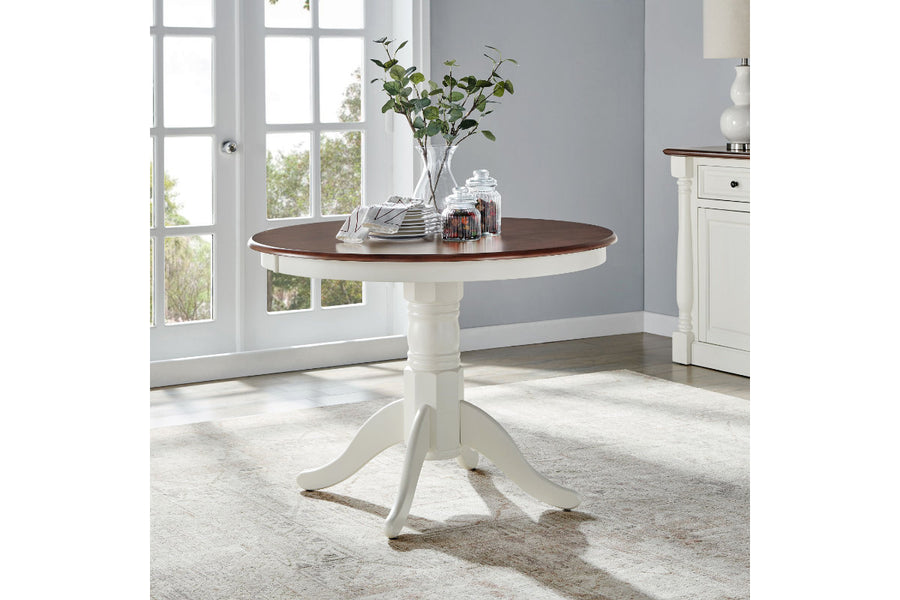 Shelby Round Dining Table - Distressed White
